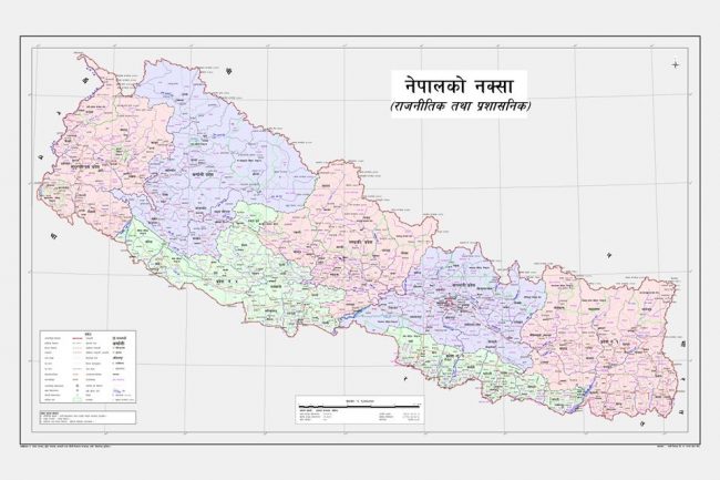 अतिक्रमित क्षेत्र समेटिएको  नेपालको नयाँ नक्सा सार्वजनिक