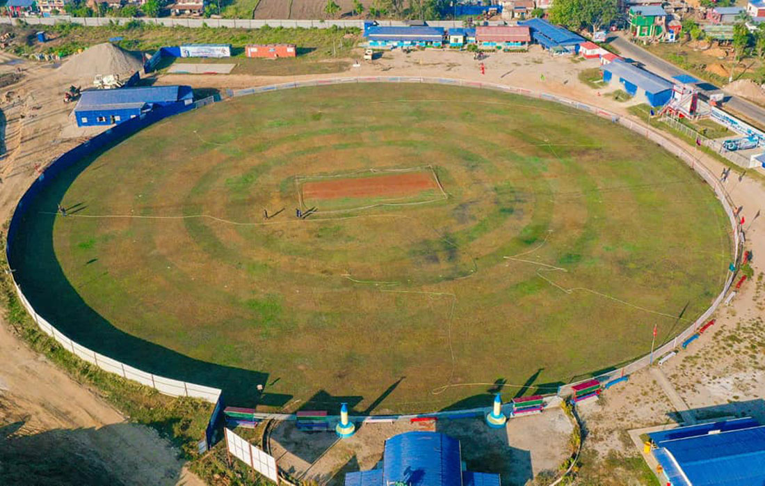 बन्दै छ गौतमबुद्ध अन्तर्राष्ट्रिय क्रिकेट रंगशाला, दैनिक दुई चरणमा काम